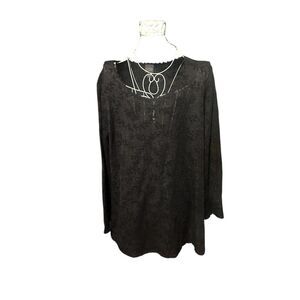 Eileen Fisher Floral Wool Blend Tunic Top Black Tunic Size XL GOOD CONDITION